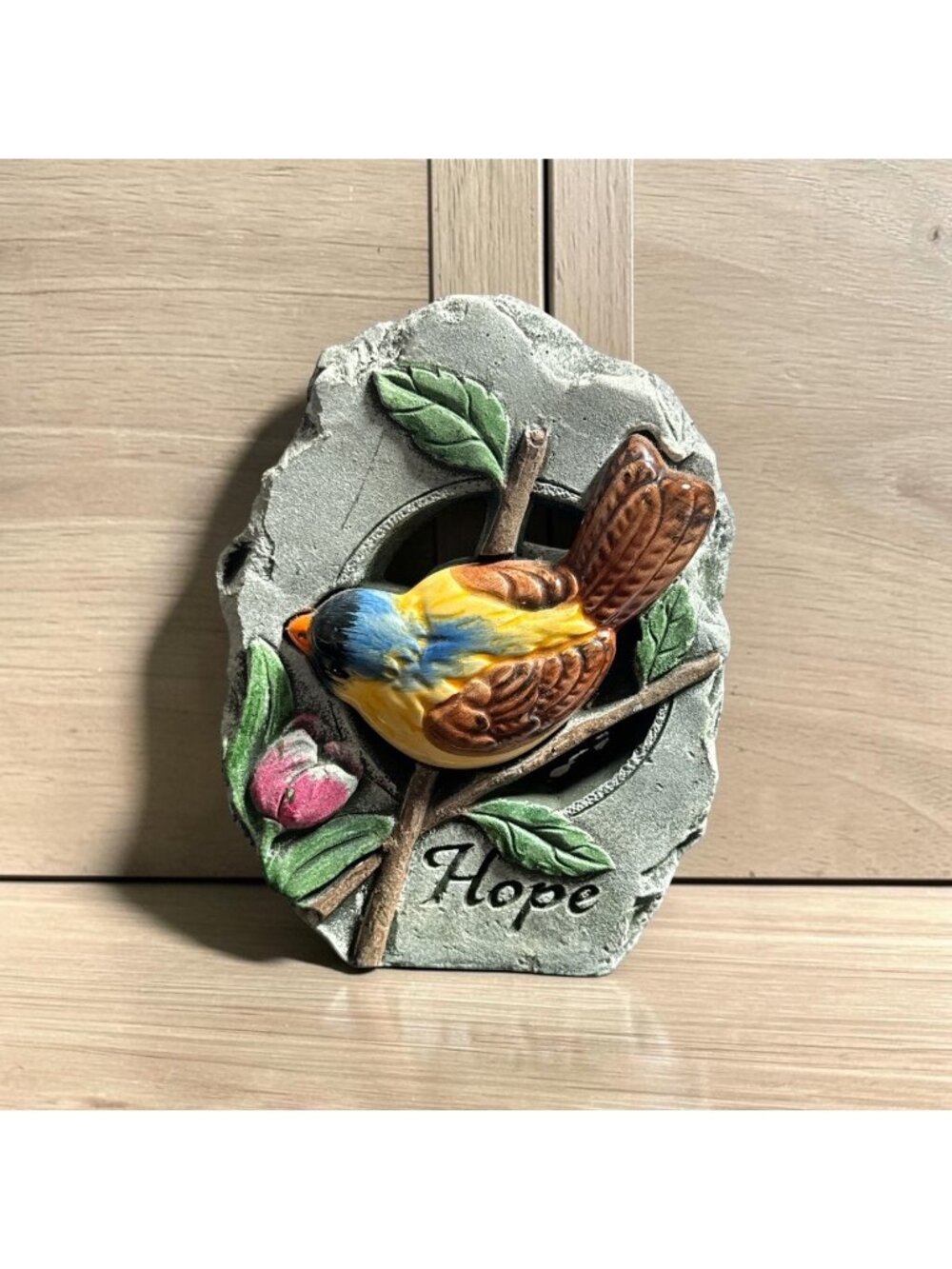 Decorative Bird Figurine With "Hope" Text & Floral Design